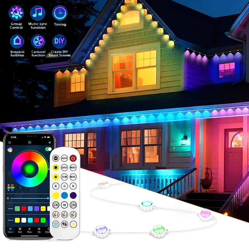 Permanent outdoor RGB eaves lights