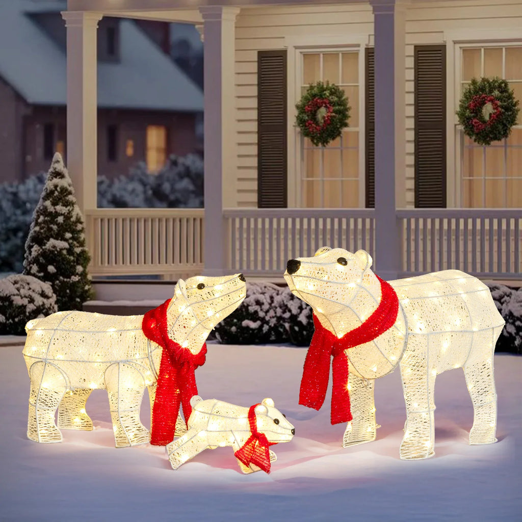 Lighted polar bear family