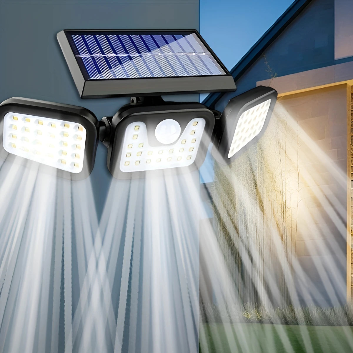 Three-head solar LED wall light