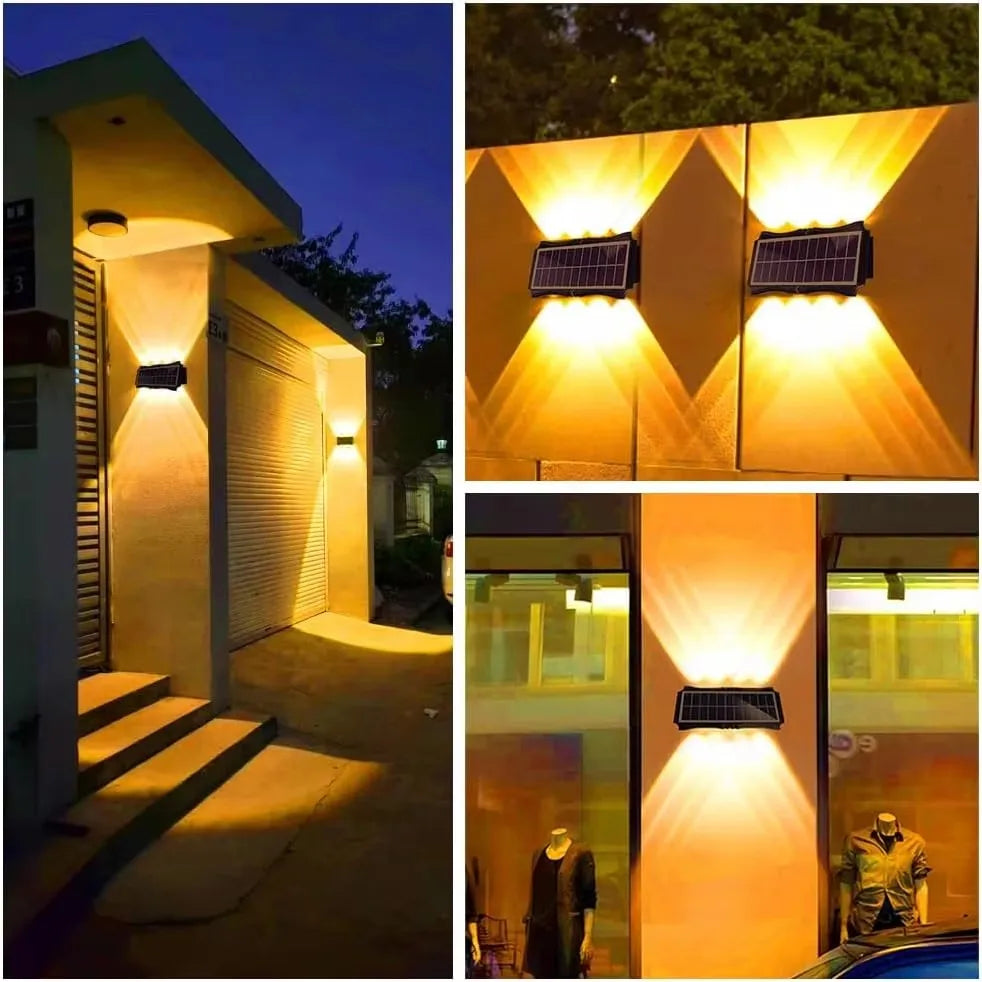 Solar Up and Down Wall Lamp, Waterproof, for Balcony and Garden