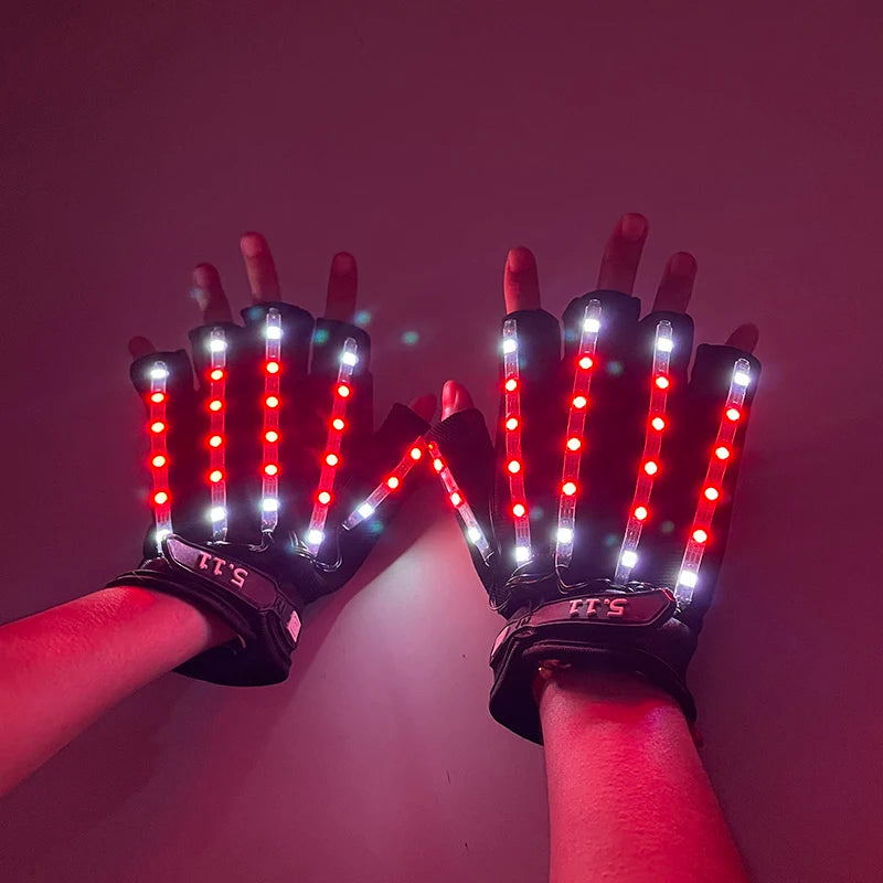 Rechargeable LED Glowing Gloves, Colour-Changing Pair for Stage and Parties