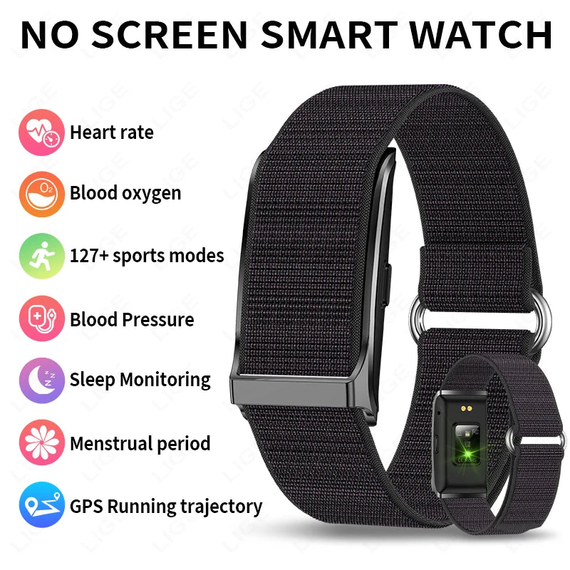 Screenless Sports Smart Watch with Heart Rate Monitor, 1ATM Waterproof