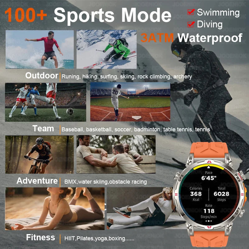 Rugged GPS Smart Watch with Compass, Altimeter & Barometer, 5ATM