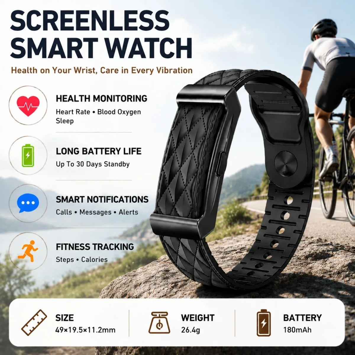 Screenless Fitness Tracker Wristband, Waterproof (2026)