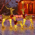 Lighted golden reindeer family