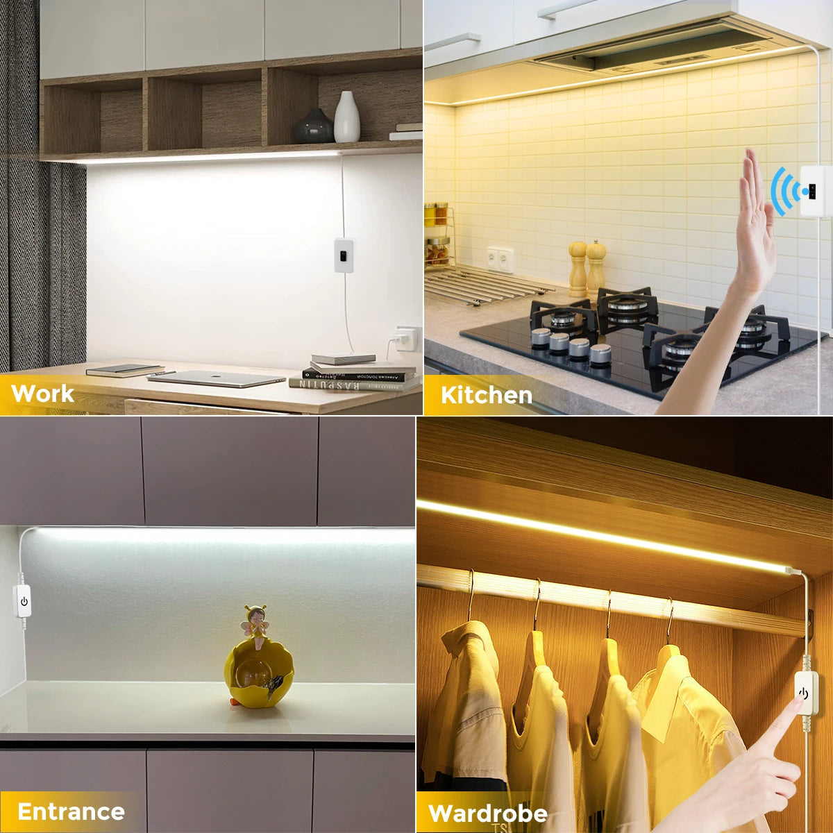USB LED Under-Cabinet COB Light Strip with Hand-Wave Sensor