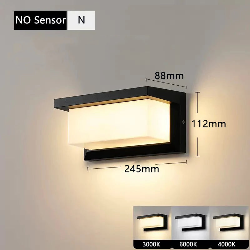 Outdoor Wall Lamp with Motion Sensor, 220V, IP65 Waterproof