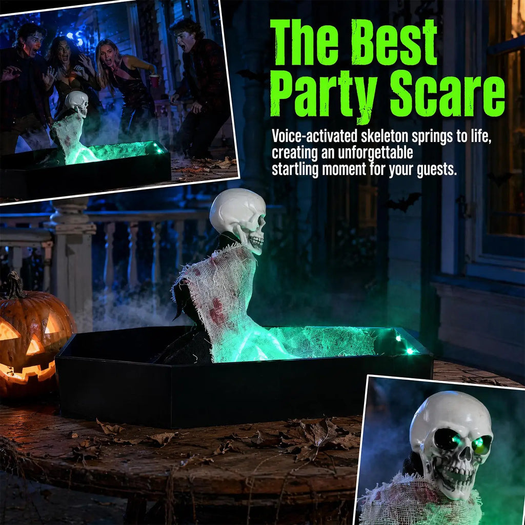 Halloween Voice-Activated Skeleton Figure with LED Lights