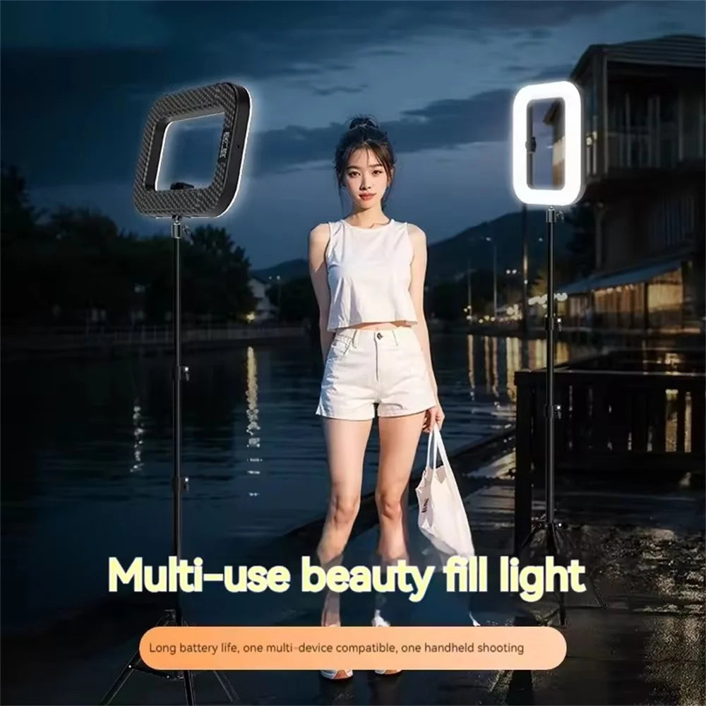 Handheld Ring LED Fill Light, Rechargeable, Desktop Selfie Light