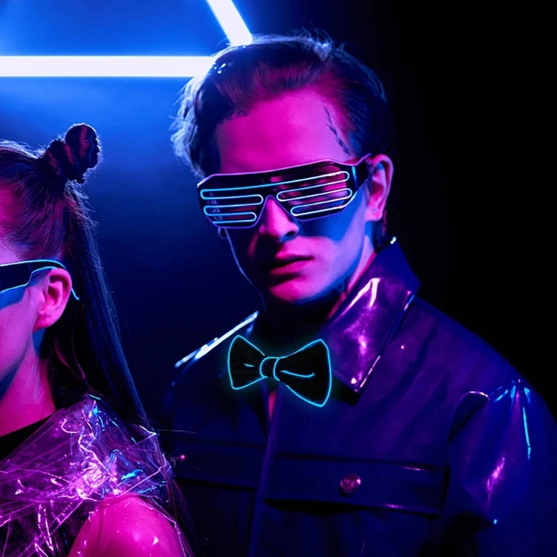 Men's LED Glowing Bow Tie with EL Wire Neon Light