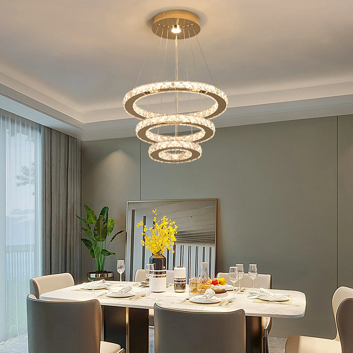 French Luxury Crystal Chandelier, LED Pendant