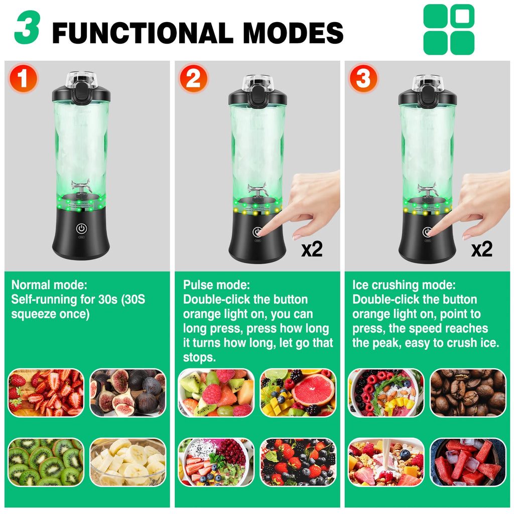 Portable Smoothie Blender Juicer for Ice and Frozen Fruit