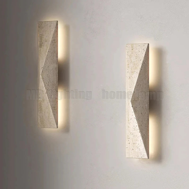Travertine stone wabi-sabi wall light