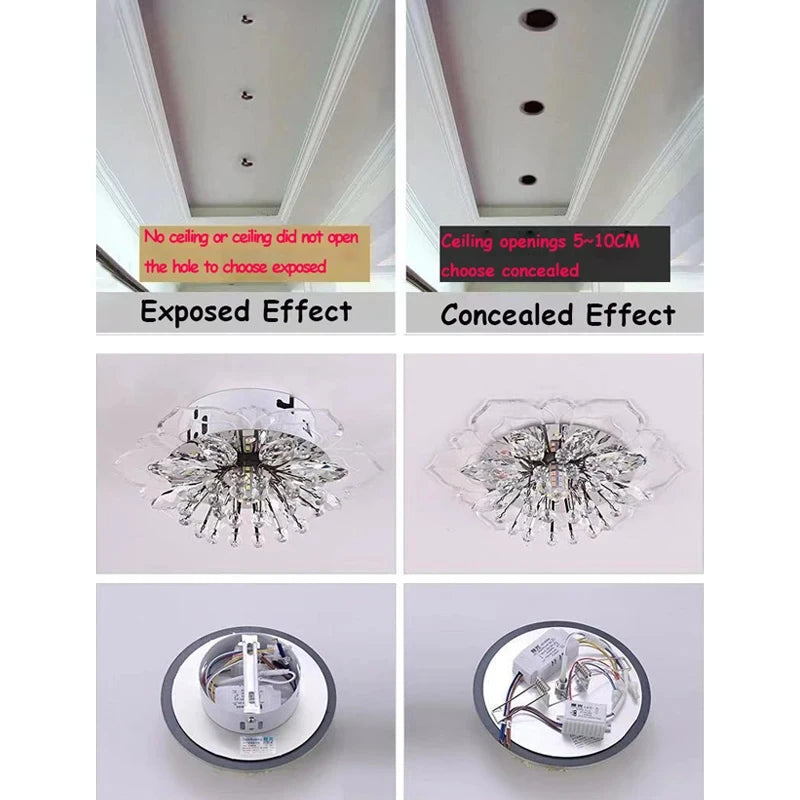 20cm LED Crystal Ceiling Light, Flower Shape