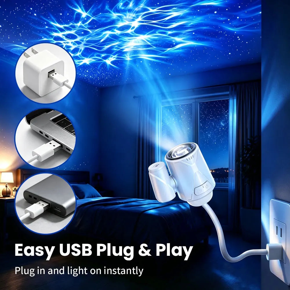 Dual-Mode Galaxy Projector Bedside Night Light