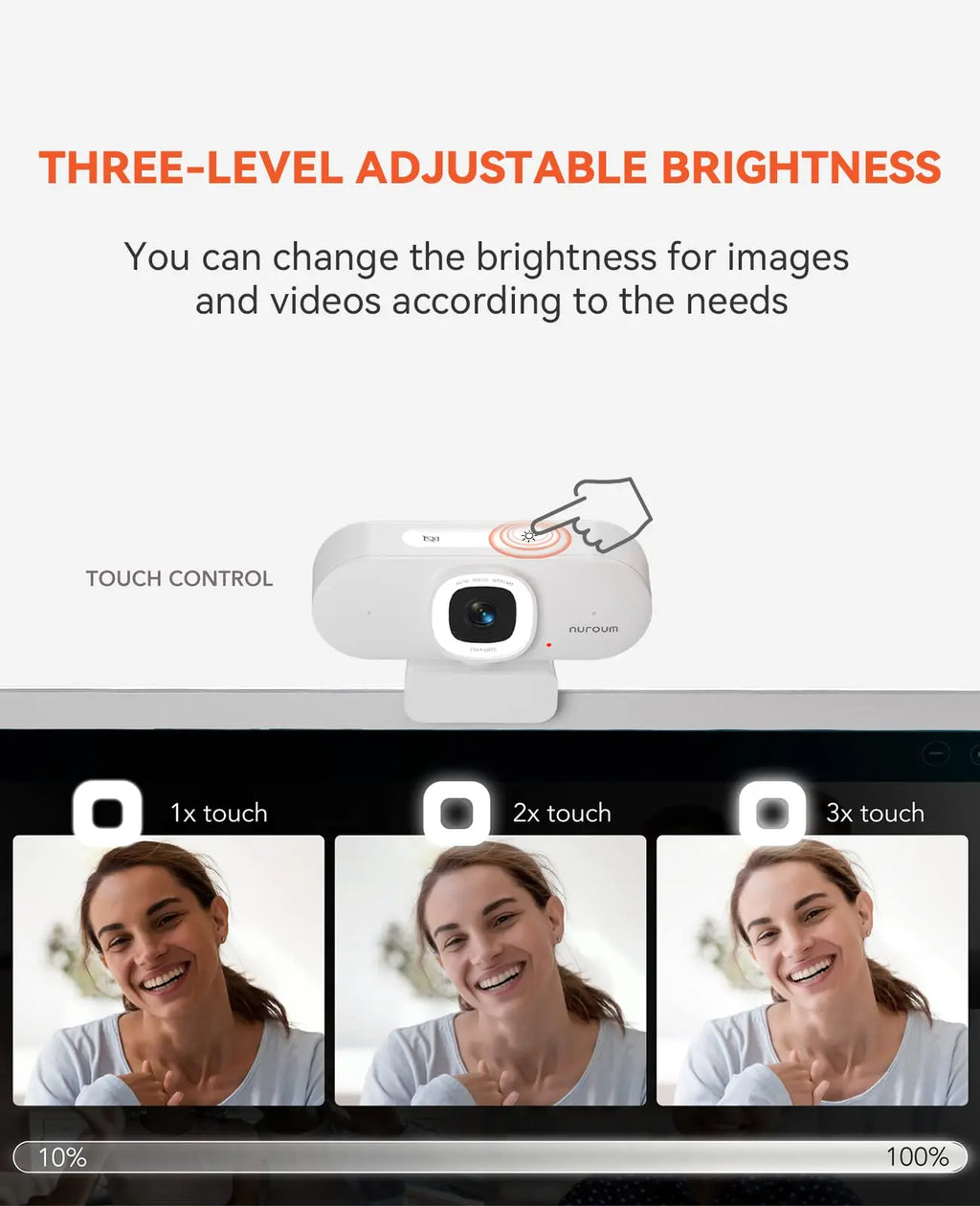 Auto Focus Webcam with Ring Light, USB, Noise-Cancelling Mic