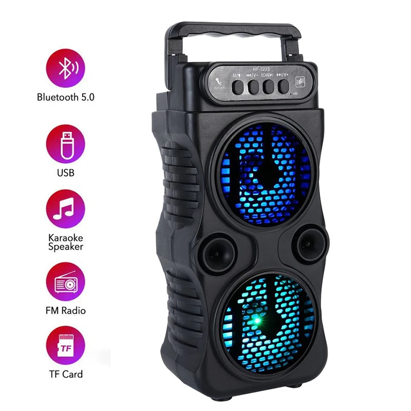 3 Inch Portable Dual Stereo Bluetooth Speaker, USB Powered, Subwoofer Bass
