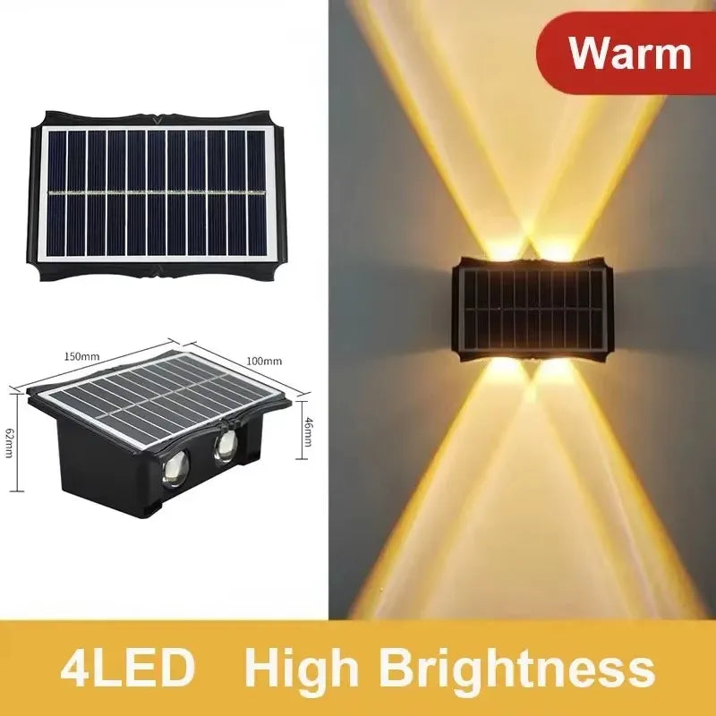 Solar Up and Down Wall Lamp, Waterproof, for Balcony and Garden