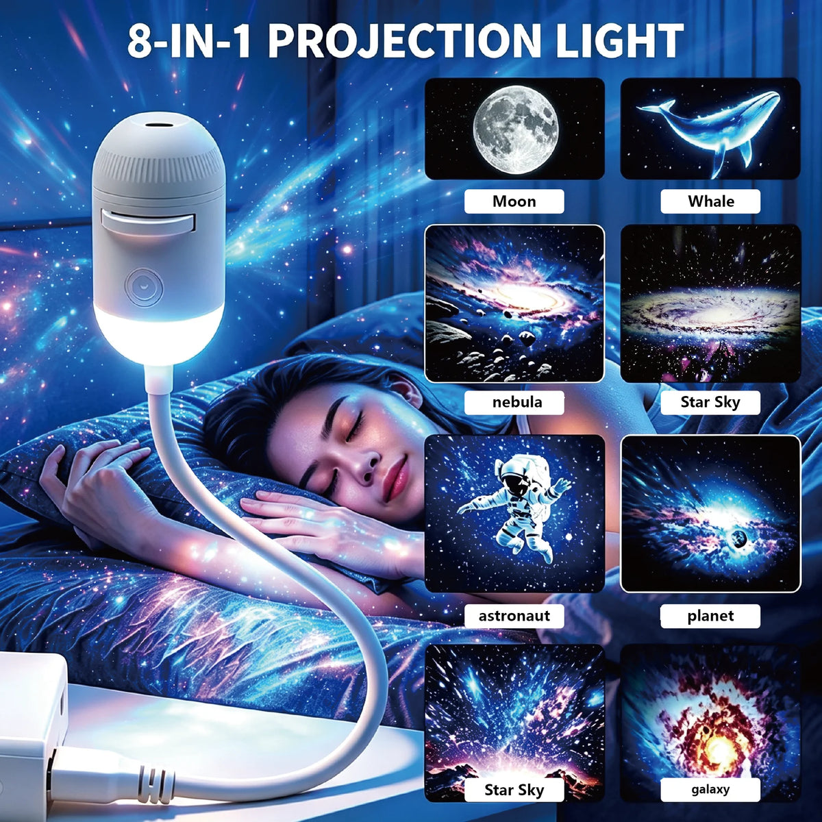 USB galaxy projector lamp gooseneck