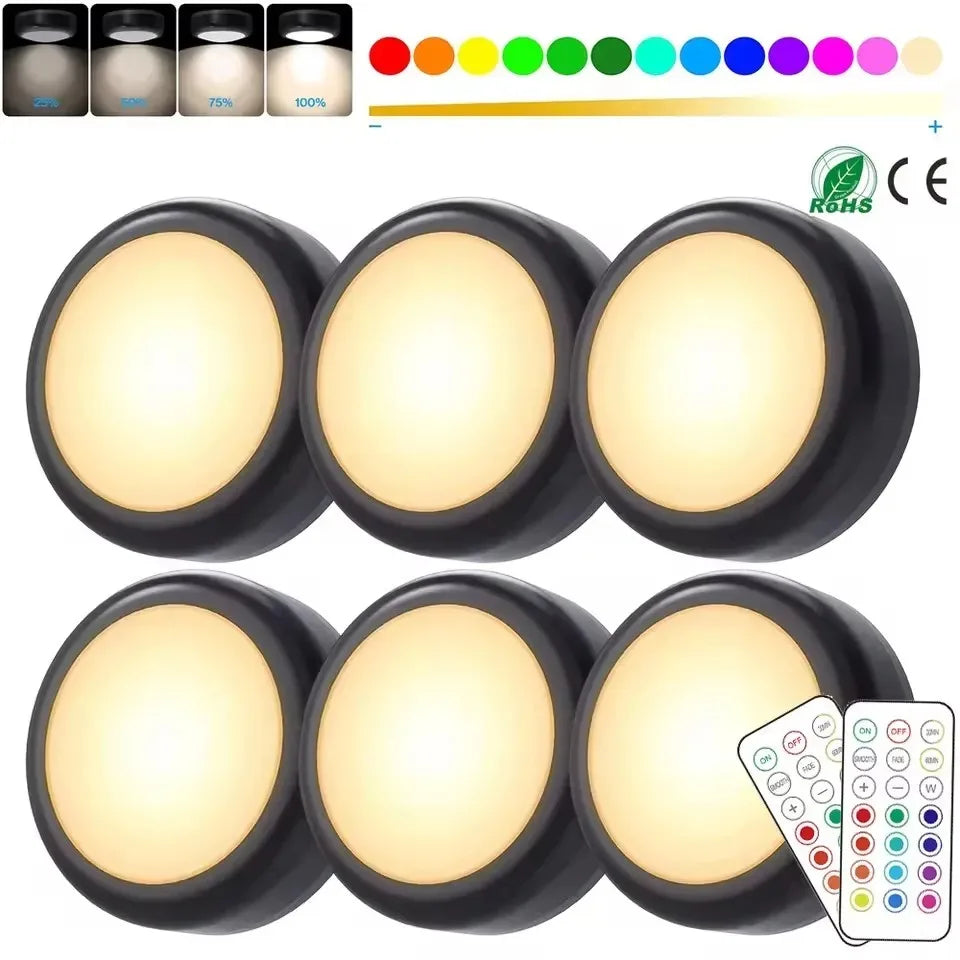 RGB LED puck light set with remote