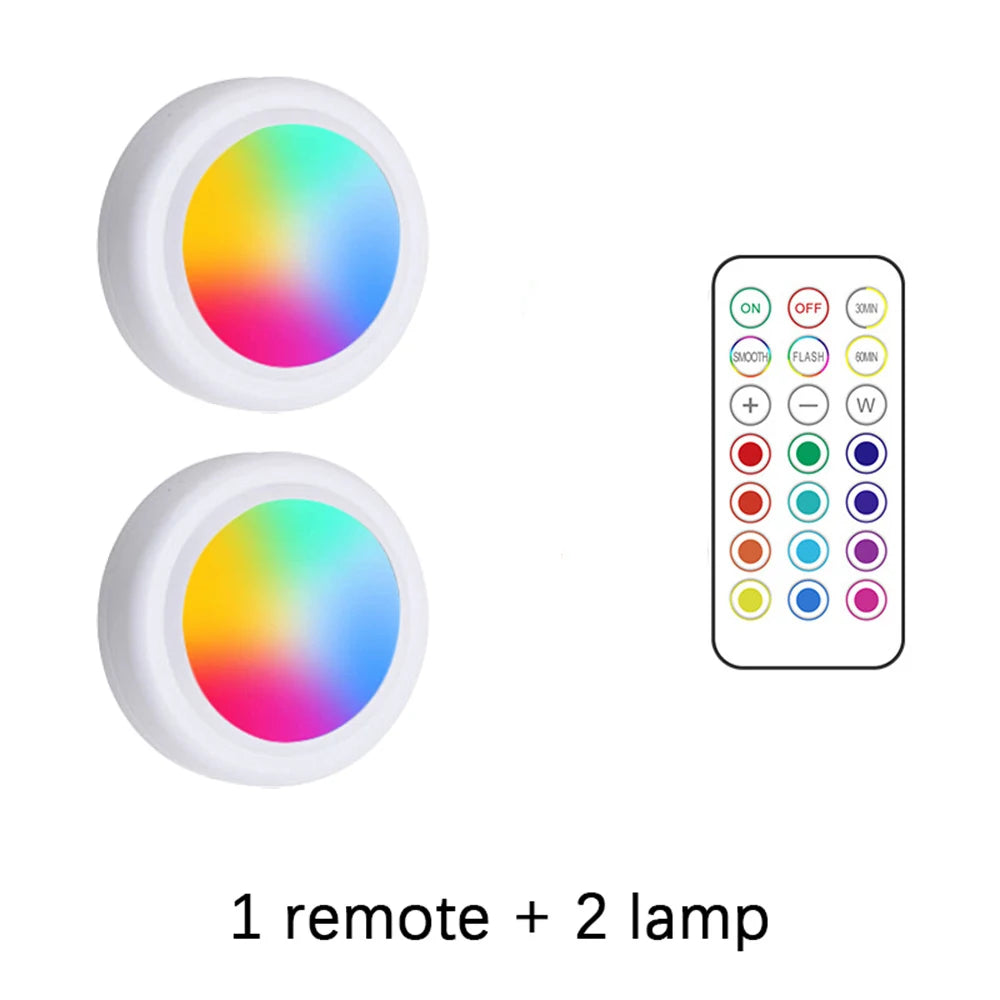 RGB LED Under-Cabinet Lights with Remote, Battery Powered