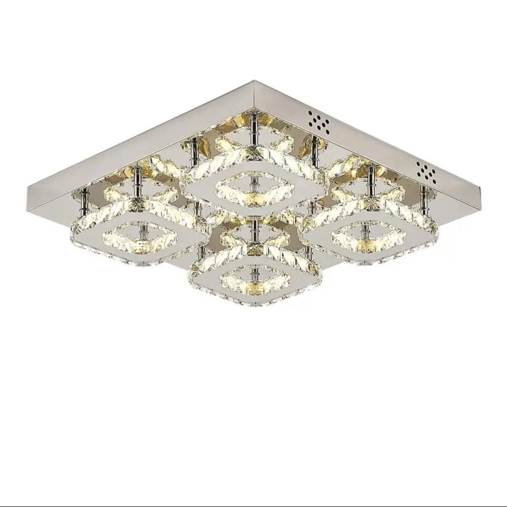 48W LED Crystal Chandelier Pendant, Dimmable with Remote