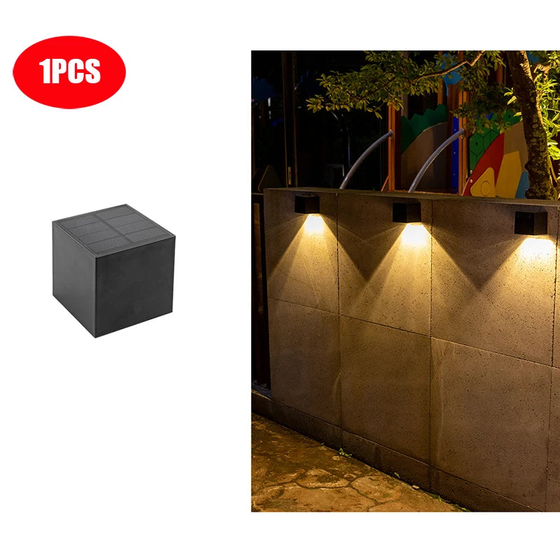 Solar LED Square Wall Lamp for Garden and Fence