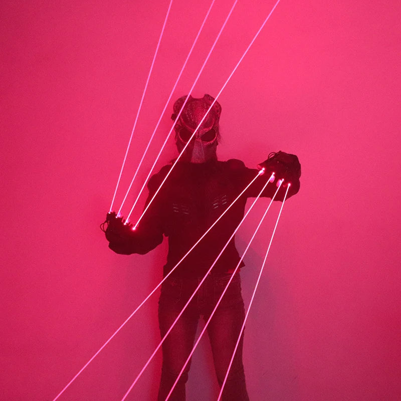 650nm Red Laser Gloves, 4-Piece Palm Laser Set for DJ, Club and Stage Shows