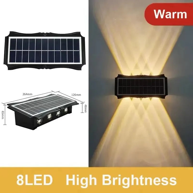 Solar Up and Down Wall Lamp, Waterproof, for Balcony and Garden