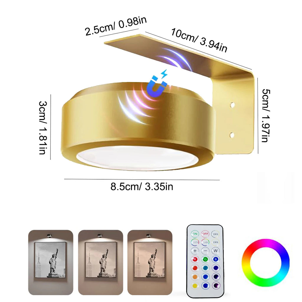 Magnetic LED Puck Desk Light, Colour-Changing with Remote