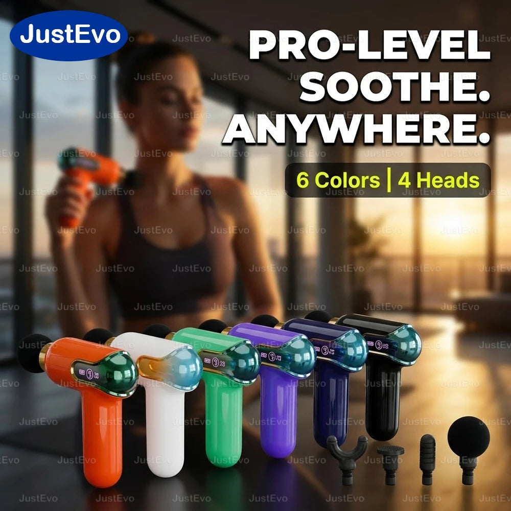 Portable Massage Gun, 9 Speeds and 4 Heads, LCD Screen, Type-C Rechargeable