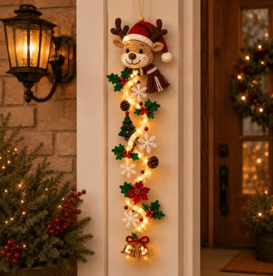 Glowing Christmas Door Hanger, Large Lighted Tree