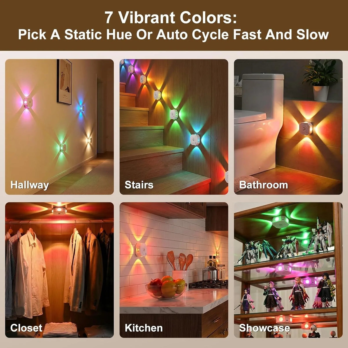 Rechargeable RGB Motion Sensor Wall Lamp for Hallway and Stairs
