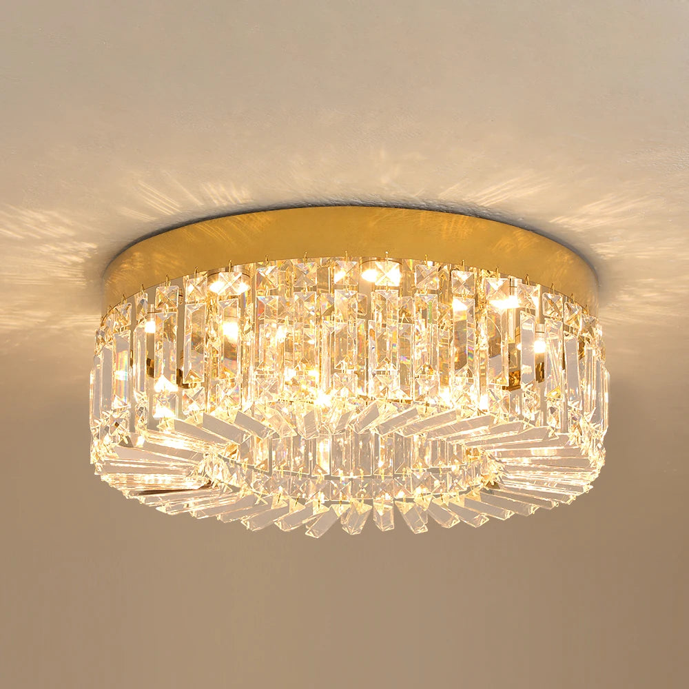 Gold luxury crystal LED ceiling lamp