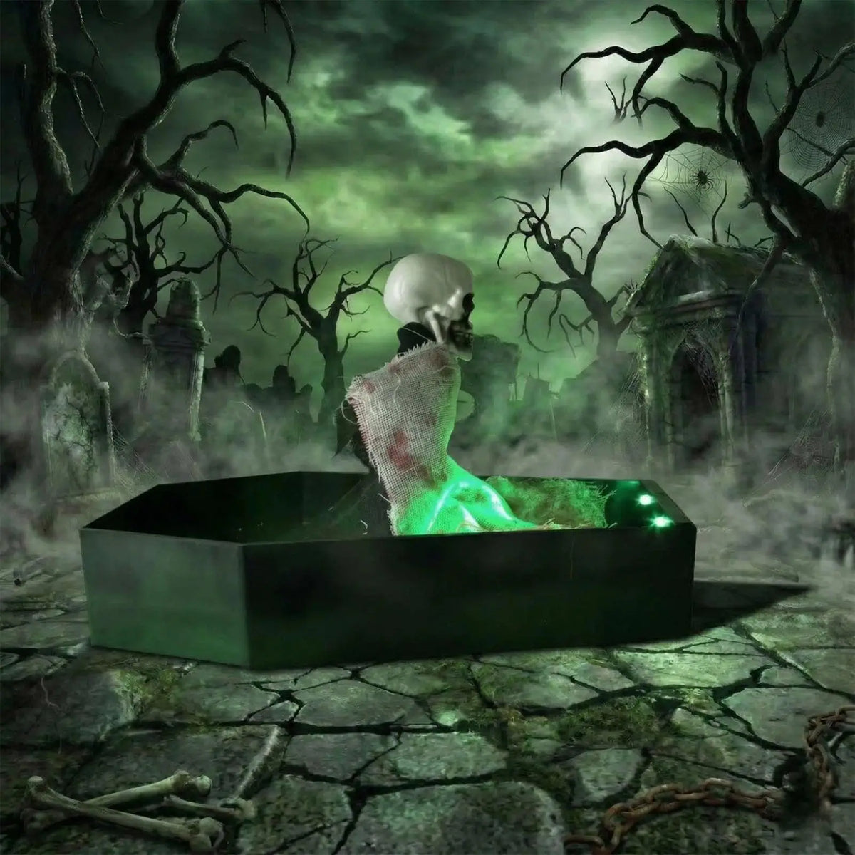 Halloween Voice-Activated Skeleton Figure with LED Lights