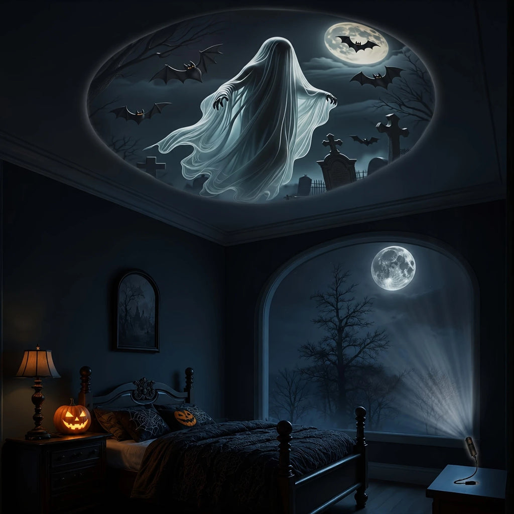 Halloween USB LED Projection Lamp, Ghost, Bat, Spider and Skeleton Patterns