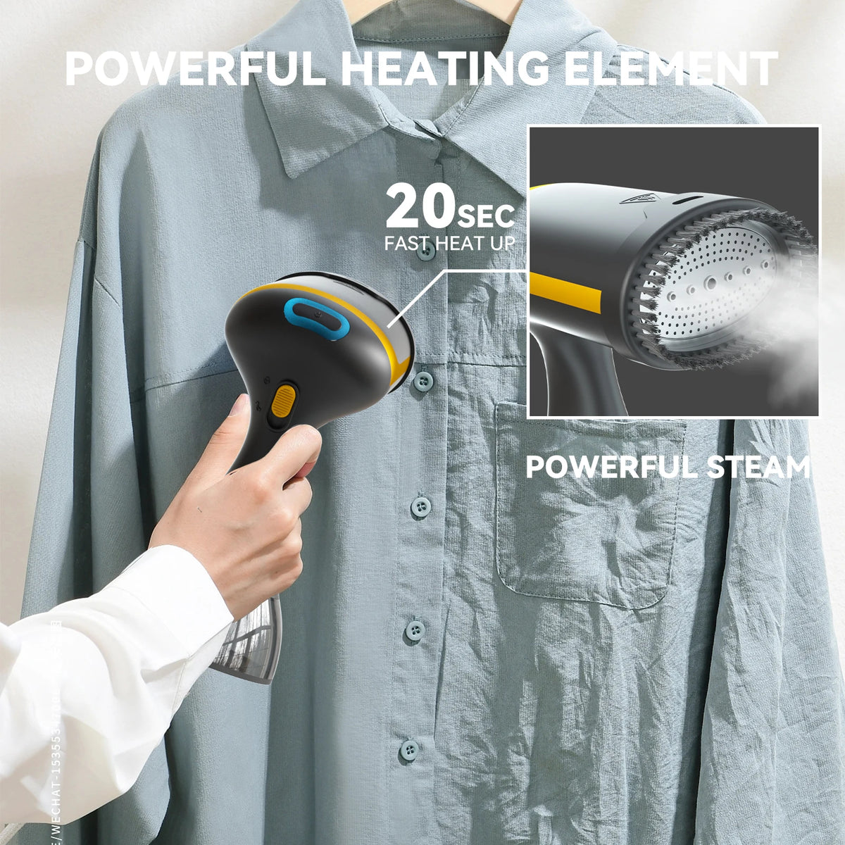 1500W Handheld Steam Iron, 30-Second Preheat, 300ml Garment Steamer