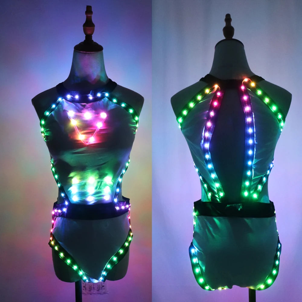 Full-Colour LED Light-Up Club Costume Set for Dance and Stage Performance