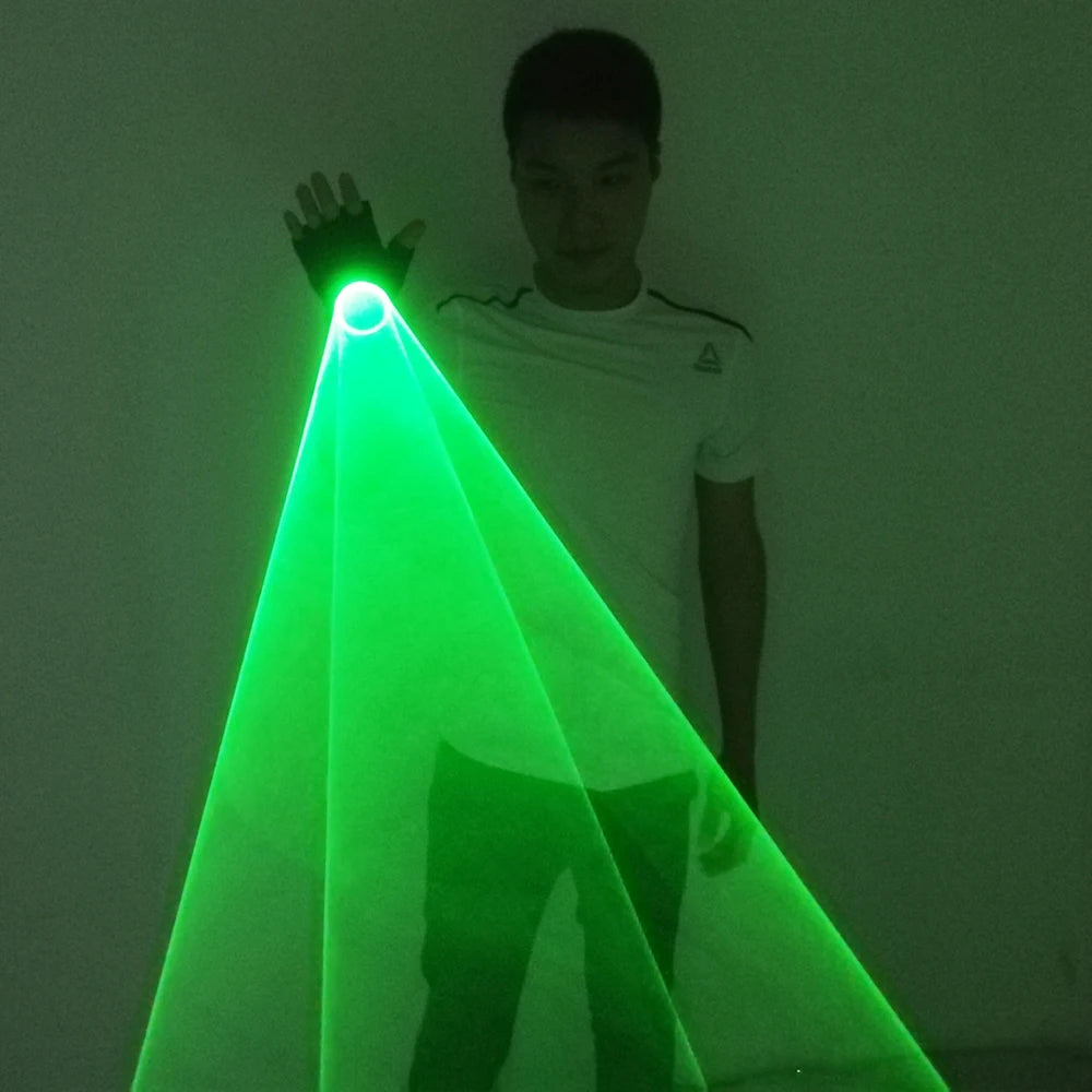 Green Rotating Laser Gloves, 30-Minute Glow Party Props