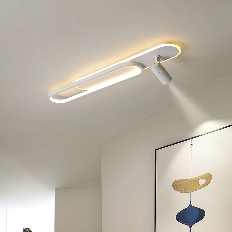 LED Ceiling Light with Spotlight, Black, White or Gold