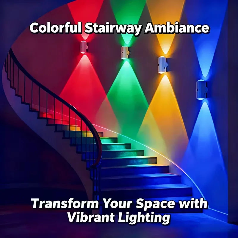 RGB Magnetic Motion Sensor Stair Lights with Remote, Rechargeable