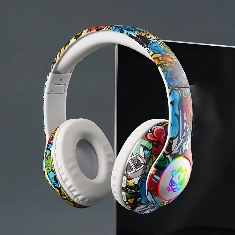 Graffiti LED Bluetooth Kids Headphones with Mic & TF Card Support