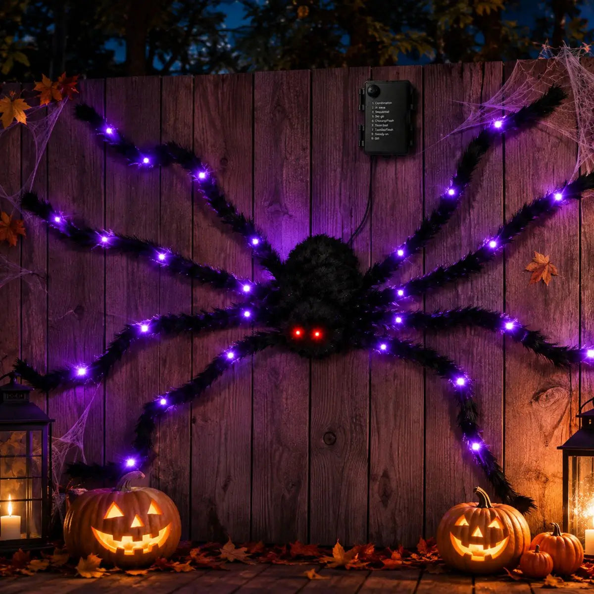 Giant light-up fuzzy spider