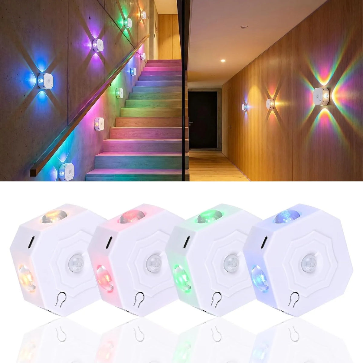 Rechargeable RGB motion sensor wall lamp