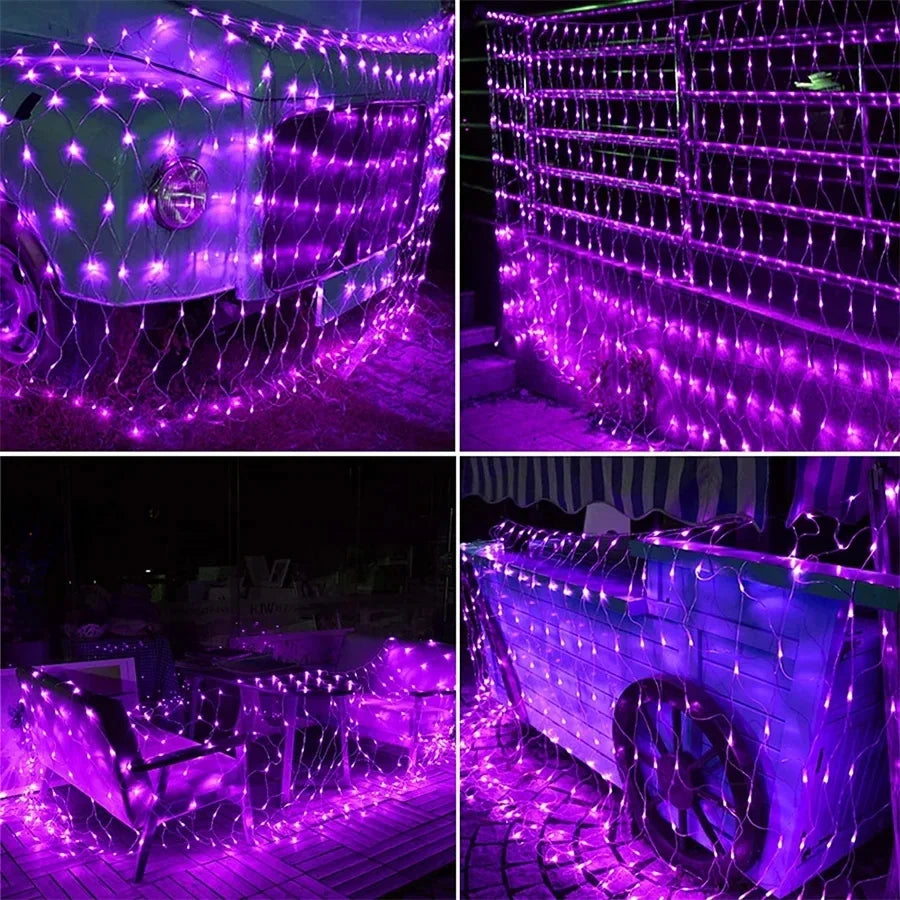 Purple LED Net Fairy Lights, 200cm, Halloween and Christmas