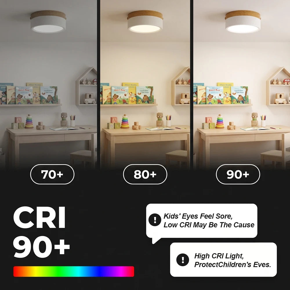 3-Colour Wood Grain Surface-Mounted Ceiling Light, 220V