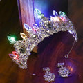Glow Bride Crown Tiara, LED Light-Up Rhinestone Hair Accessory