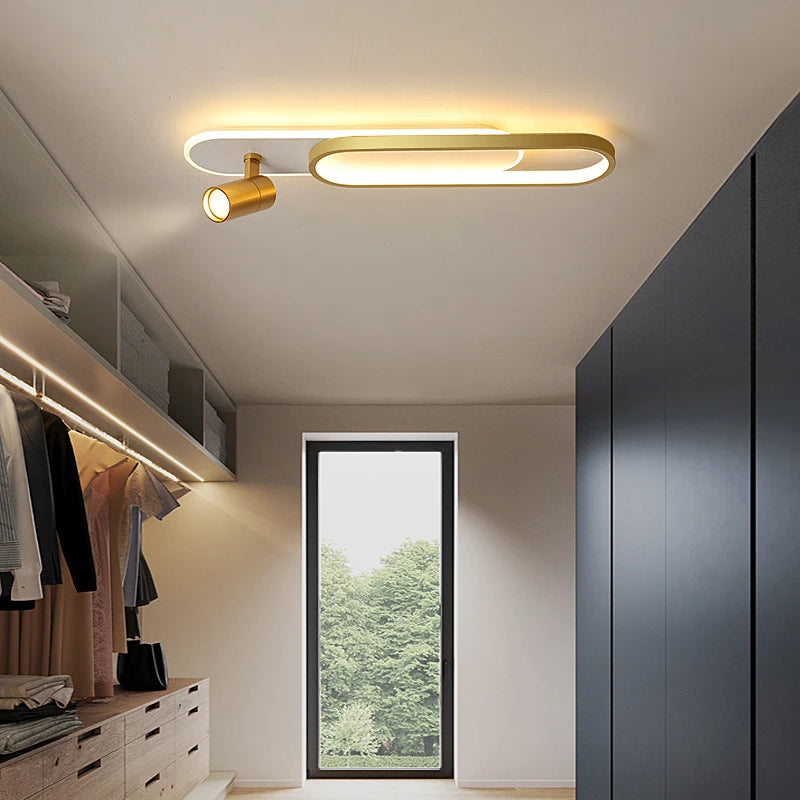 LED Ceiling Light with Spotlight, Black, White or Gold