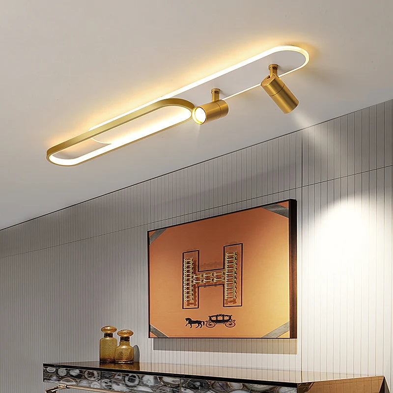 LED Ceiling Light with Spotlight, Black, White or Gold