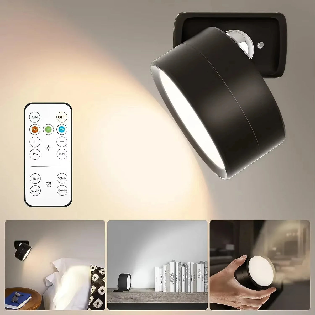 Magnetic LED Puck Desk Light, Colour-Changing with Remote
